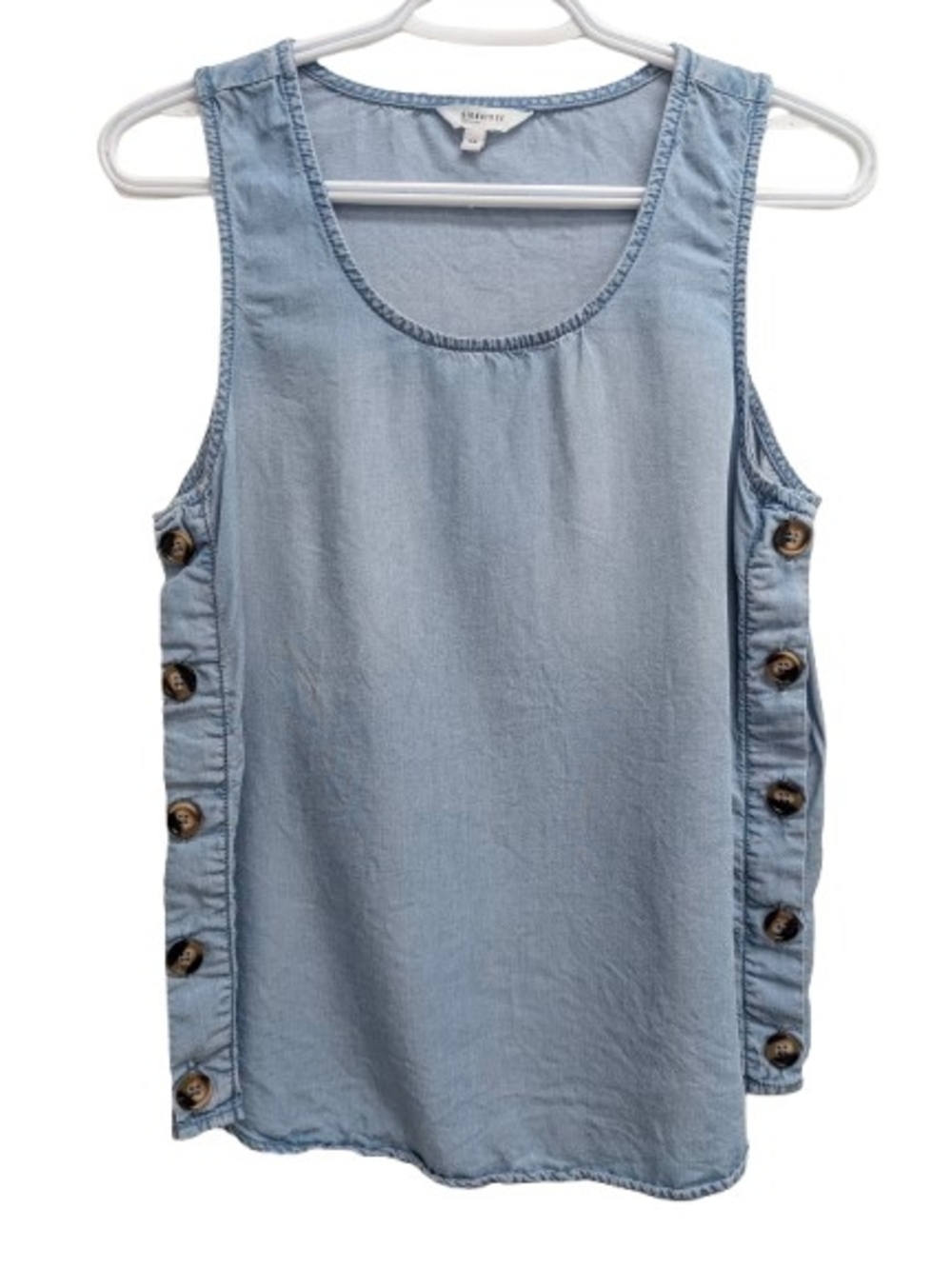 Signature Reitmans Tencel Side Button Chambray Tank Top Light Blue Denim Small